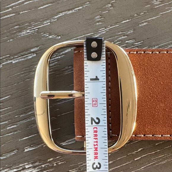 Ann Taylor Brown Suede Leather WIDE Belt Gold-Tone Buckle Women’s Size XS/S NWT - Picture 6 of 12